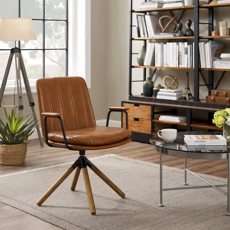 Fauteuil d'appoint pivotant en similicuir