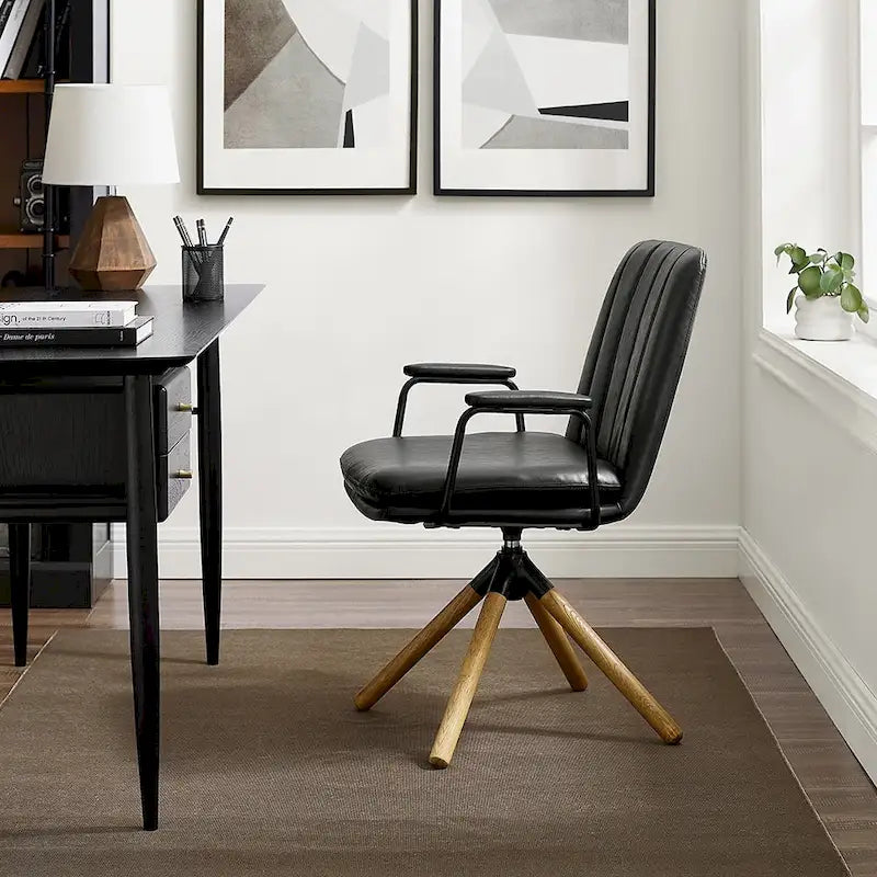 Fauteuil d'appoint pivotant en similicuir