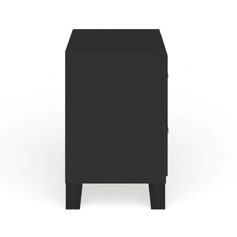Table de chevet contemporaine en bois massif expresso à 2 tiroirs