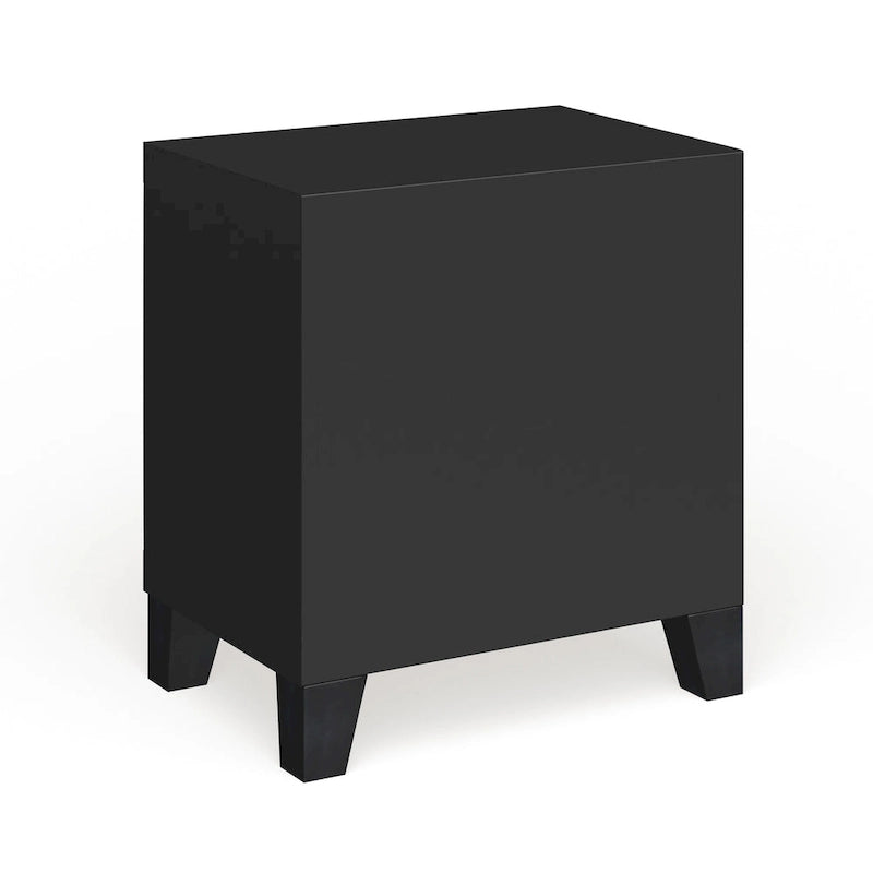 Table de chevet contemporaine en bois massif expresso à 2 tiroirs