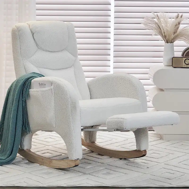 Fauteuil à bascule ergonomique en tissu pour chambre de bébé