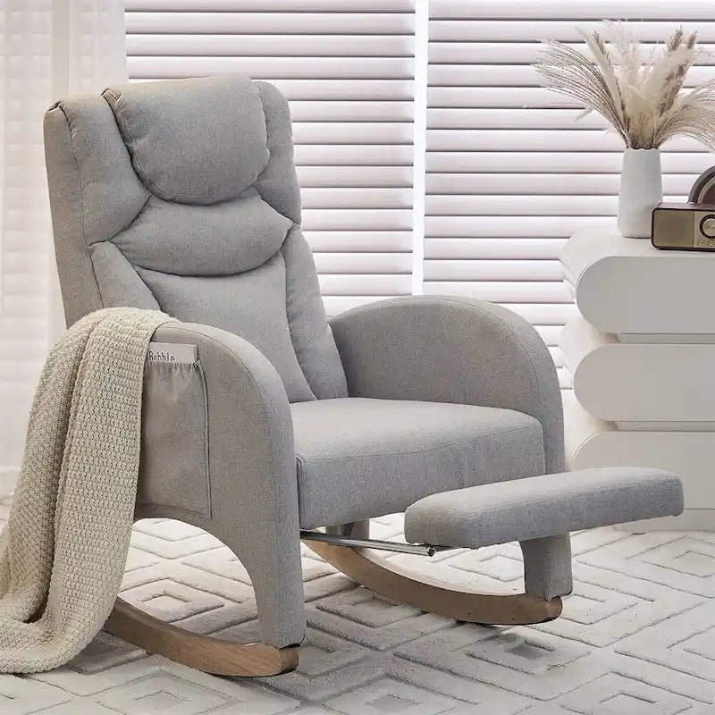 Fauteuil à bascule ergonomique en tissu pour chambre de bébé