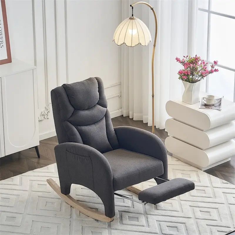 Fauteuil à bascule ergonomique en tissu pour chambre de bébé