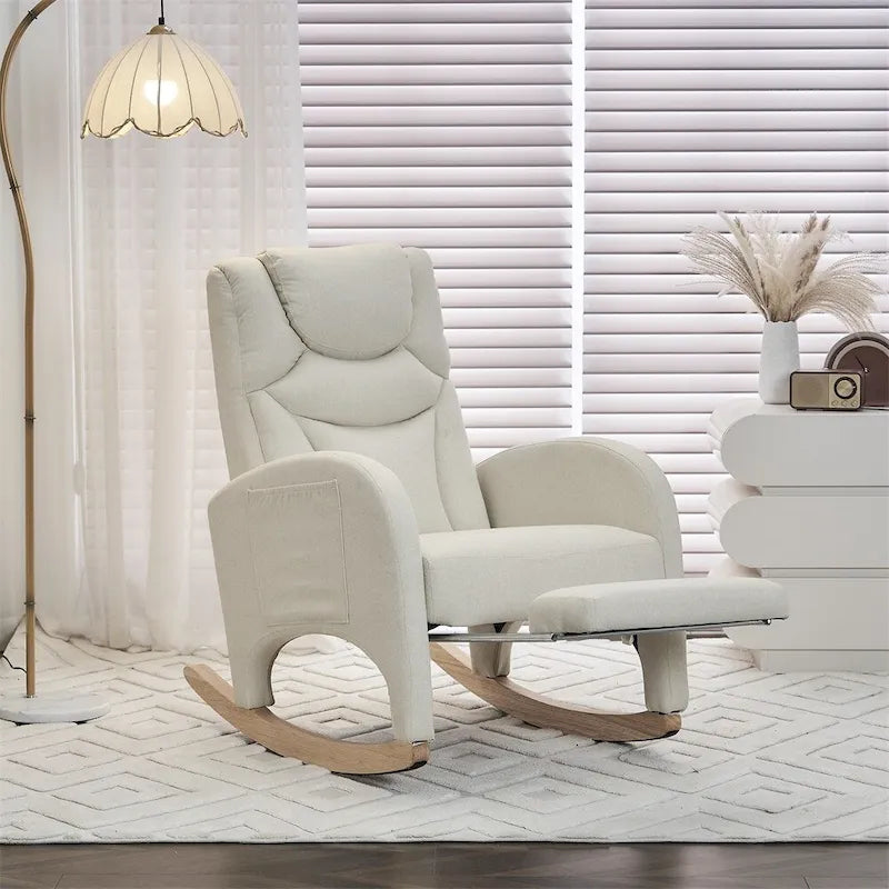 Fauteuil à bascule ergonomique en tissu pour chambre de bébé
