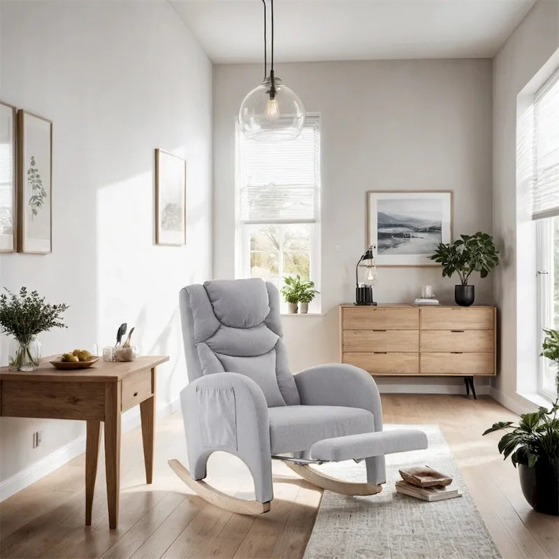 Fauteuil à bascule ergonomique en tissu pour chambre de bébé