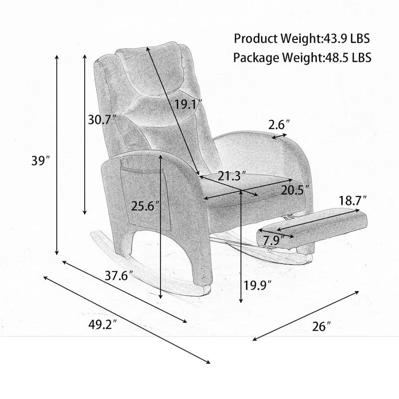 Fauteuil à bascule ergonomique en tissu pour chambre de bébé