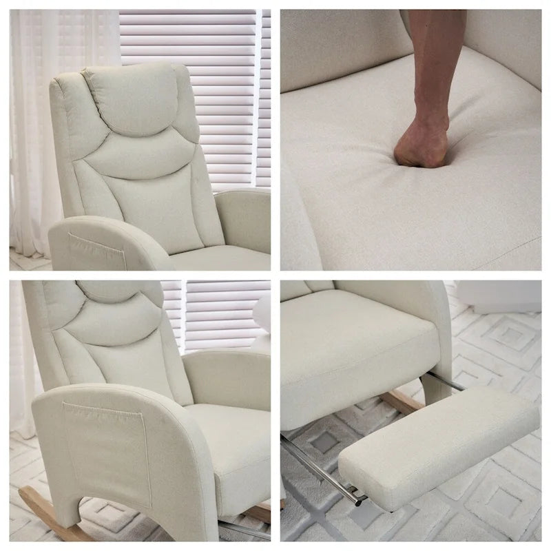 Fauteuil à bascule ergonomique en tissu pour chambre de bébé