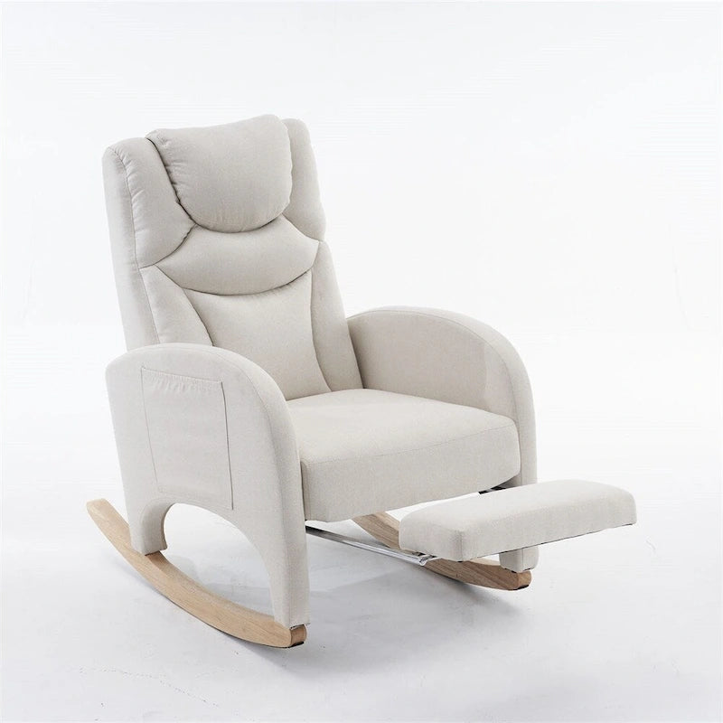 Fauteuil à bascule ergonomique en tissu pour chambre de bébé