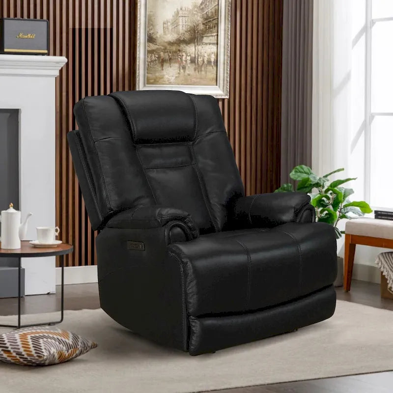 Fauteuil inclinable électrique zéro gravité en cuir pleine fleur noir