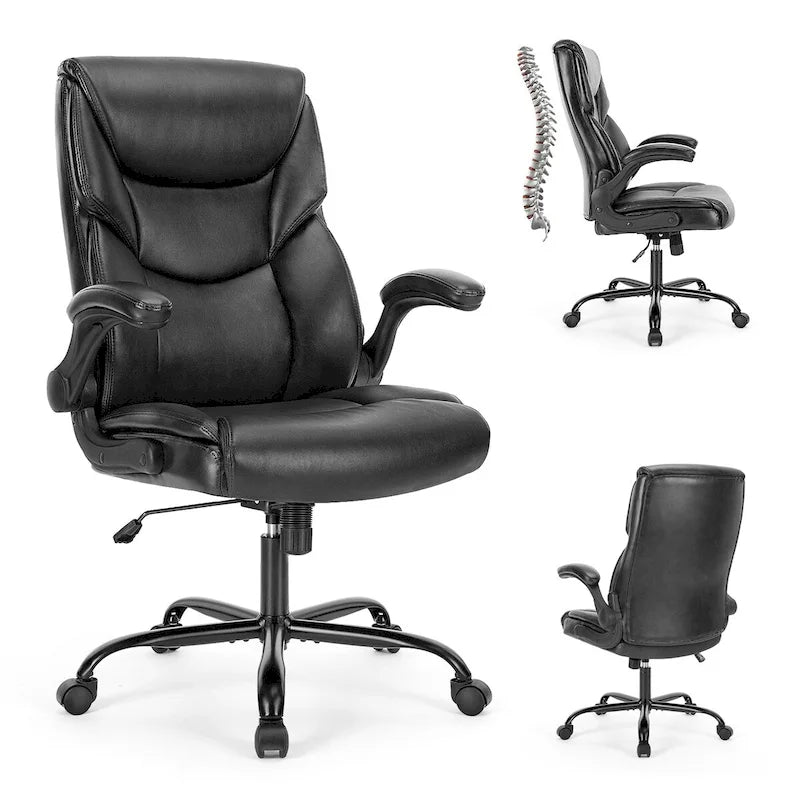 Chaise de bureau de direction en cuir PU à dossier haut