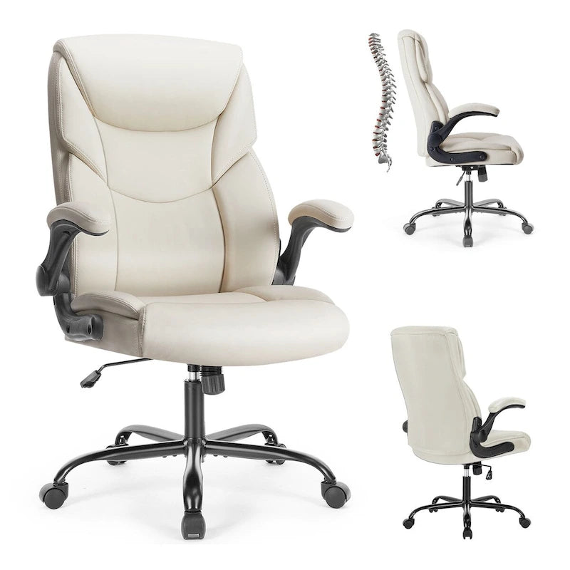 Chaise de bureau de direction en cuir PU à dossier haut