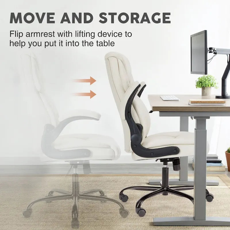 Chaise de bureau de direction en cuir PU à dossier haut