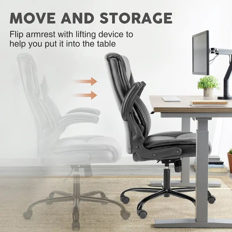 Chaise de bureau de direction en cuir PU à dossier haut