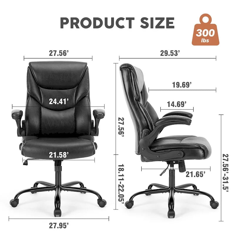 Chaise de bureau de direction en cuir PU à dossier haut