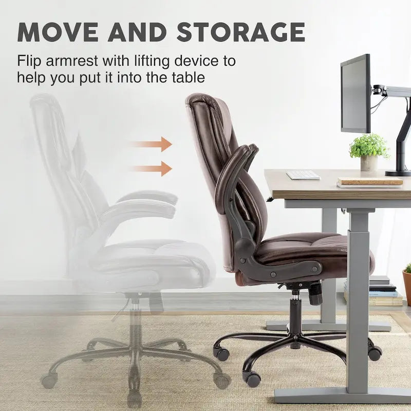 Chaise de bureau de direction en cuir PU à dossier haut