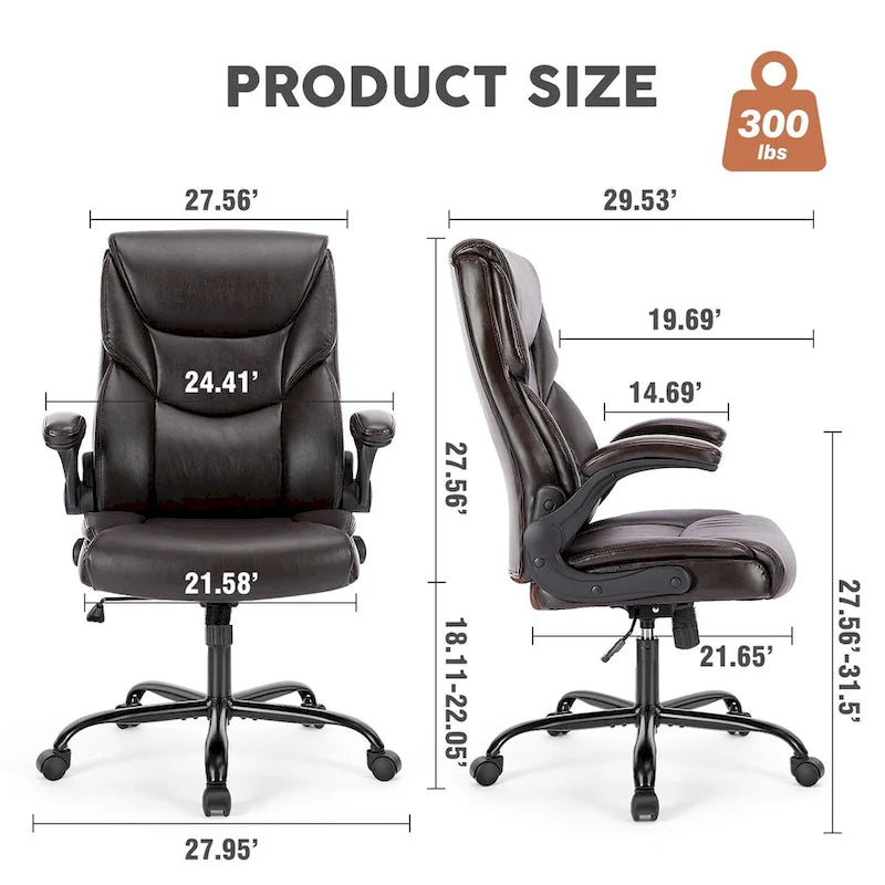 Chaise de bureau de direction en cuir PU à dossier haut