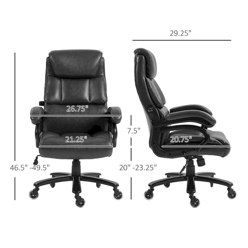 Fauteuil de bureau exécutif grande taille 180 kg, en cuir PU