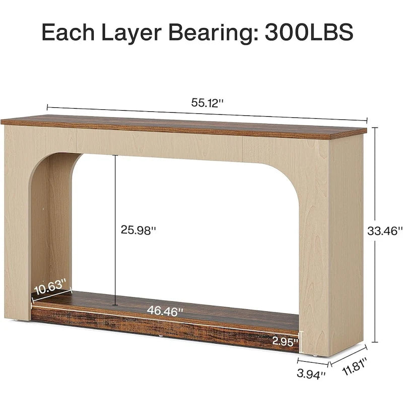 Table console/canapé de 55 pouces en bois avec lumières LED pour entrée