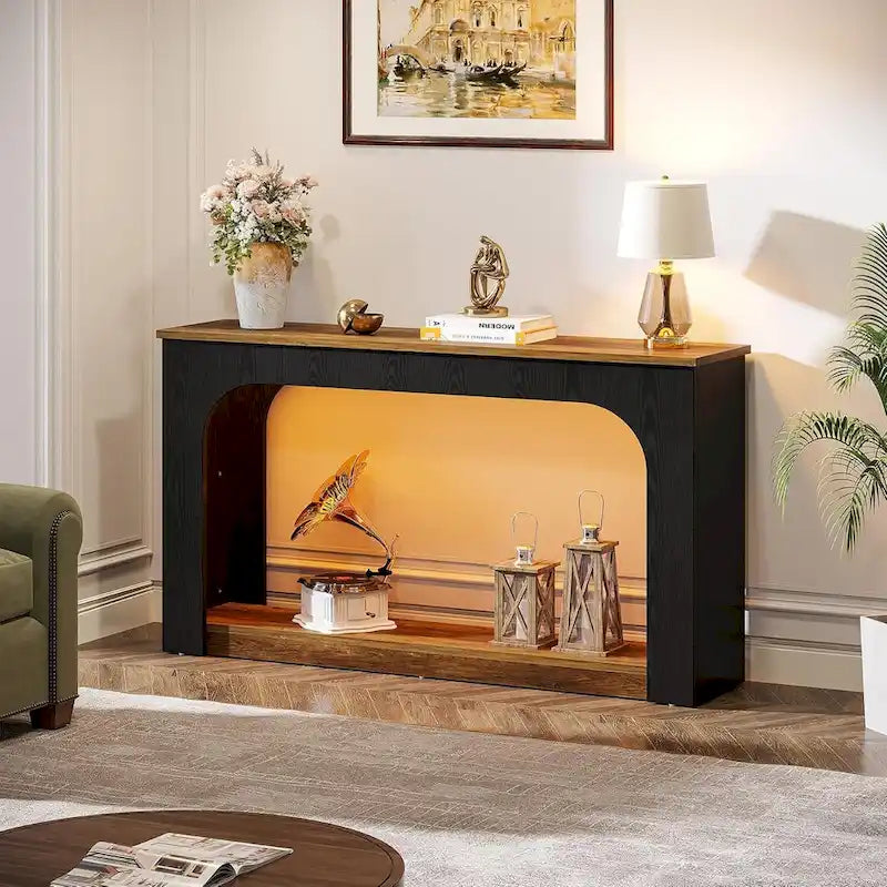 Table console/canapé de 55 pouces en bois avec lumières LED pour entrée