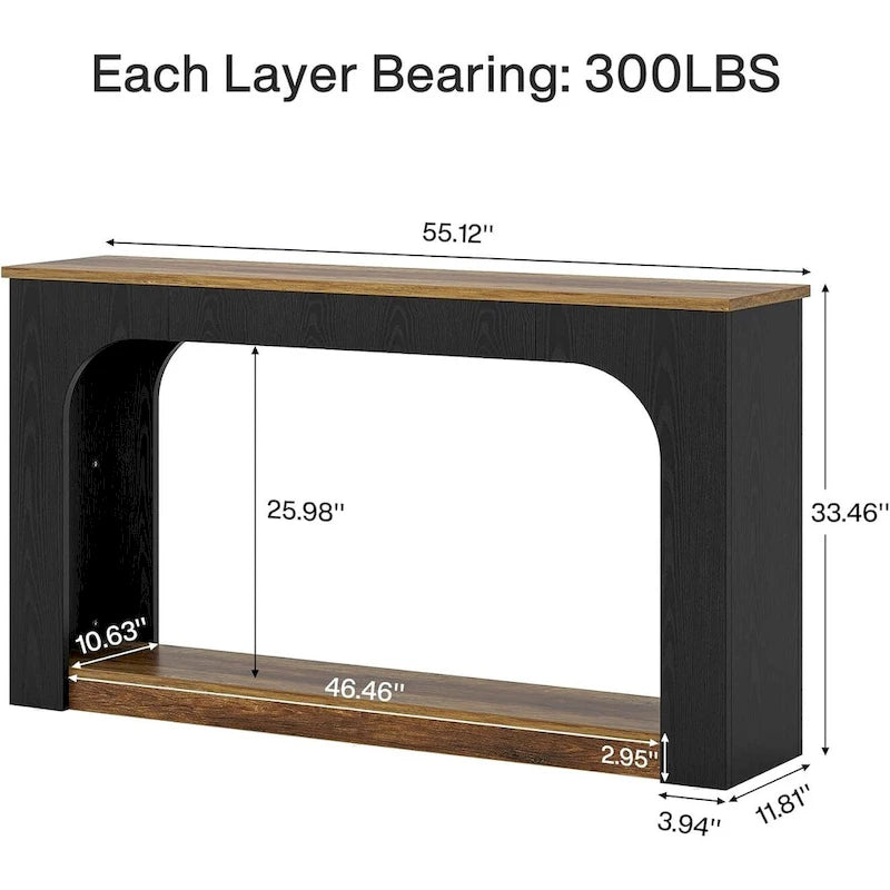 Table console/canapé de 55 pouces en bois avec lumières LED pour entrée