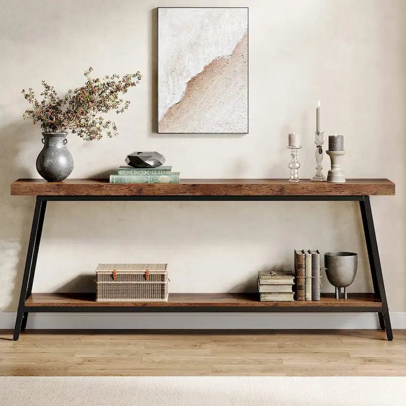 70,9 Table console, table de canapé extra longue à 2 niveaux