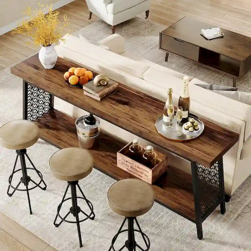 70,9 Table console, table de canapé extra longue à 2 niveaux