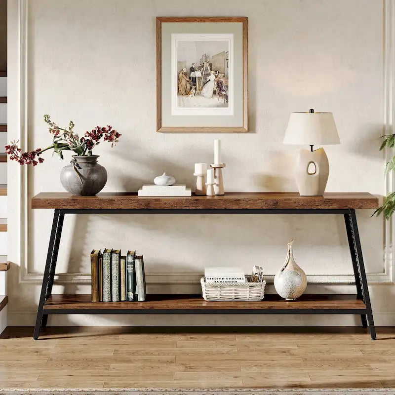 70,9 Table console, table de canapé extra longue à 2 niveaux
