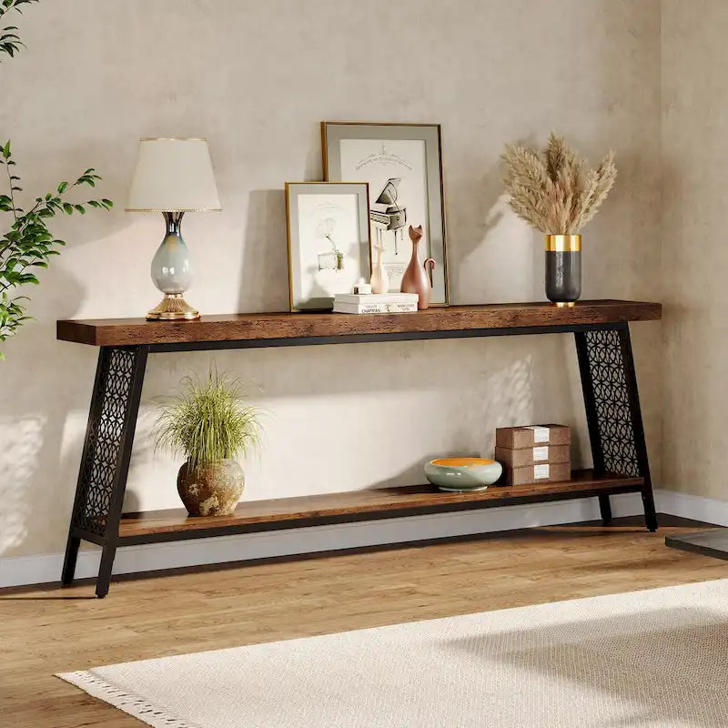 70,9 Table console, table de canapé extra longue à 2 niveaux
