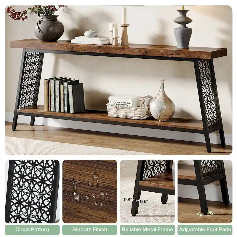 70,9 Table console, table de canapé extra longue à 2 niveaux