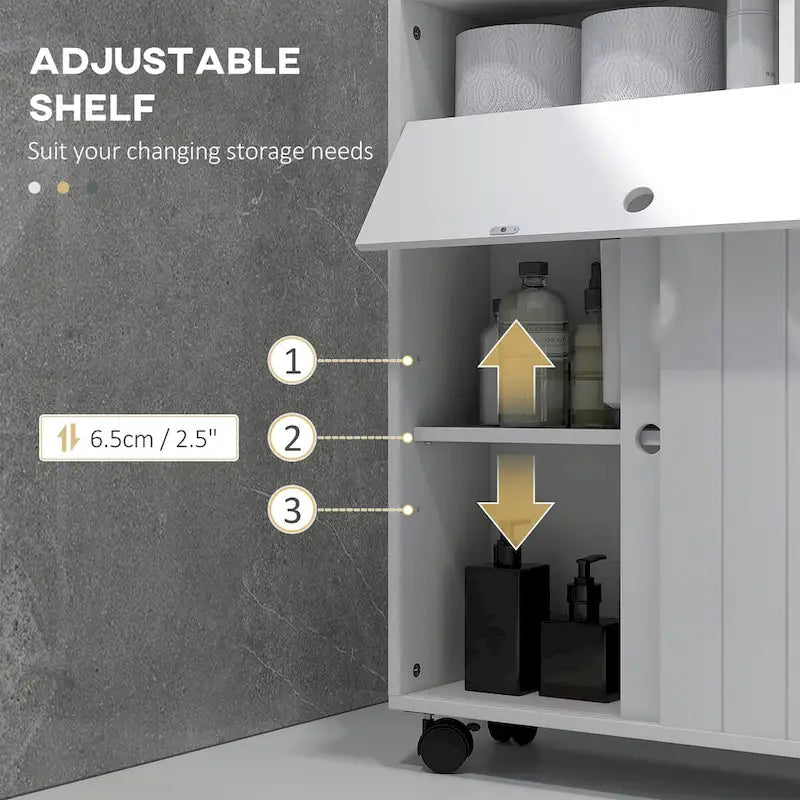 Meuble de rangement pour papier toilette, Meuble de salle de bain fin avec 4 roulettes, Petite armoire de salle de bain avec trous pour papier