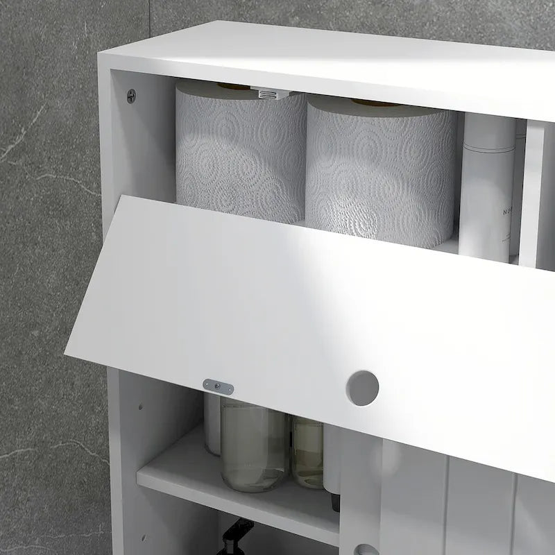Meuble de rangement pour papier toilette, Meuble de salle de bain fin avec 4 roulettes, Petite armoire de salle de bain avec trous pour papier