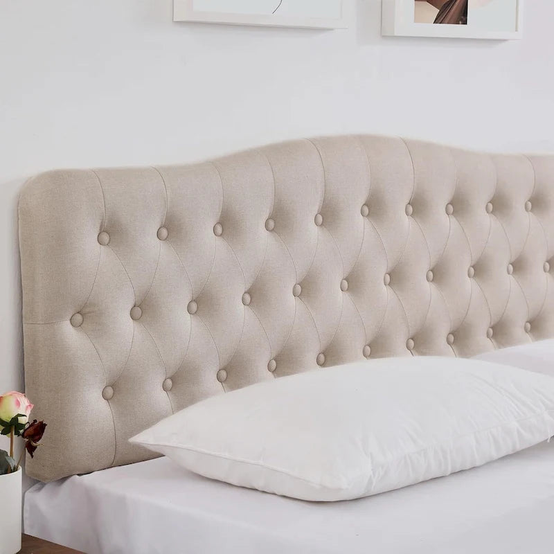 Tête de lit King tapissée, Tête de lit capitonnée de forme diamant avec boutons