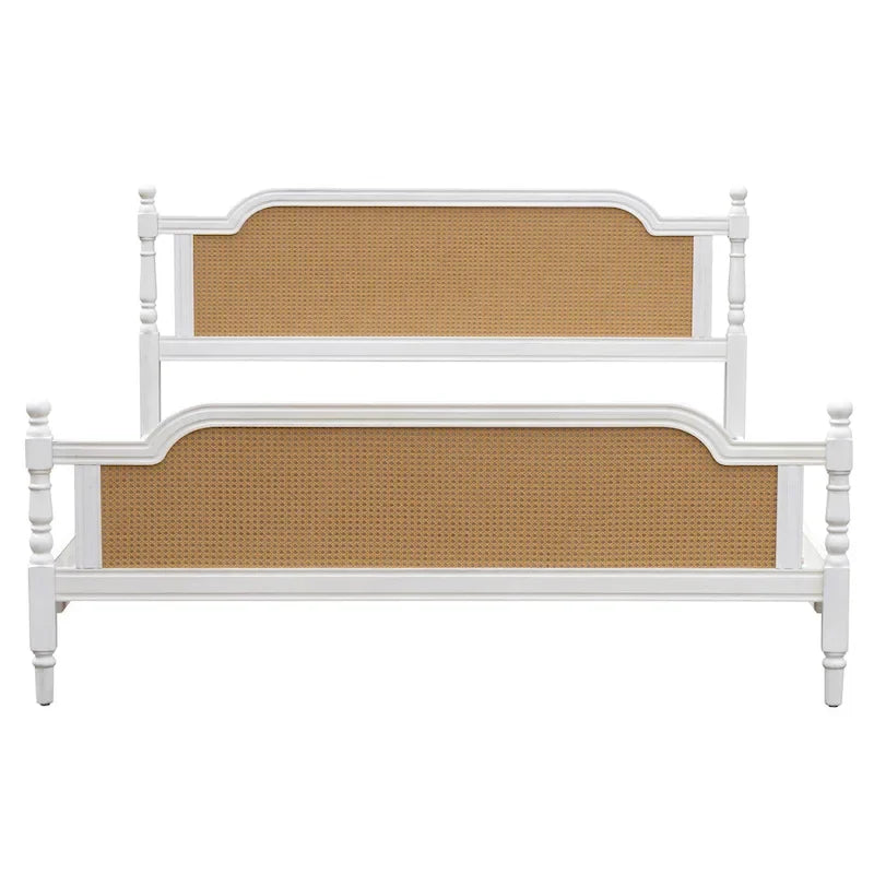 Cadre de lit plateforme en rotin de style traditionnel – aucun sommier tapissier requis