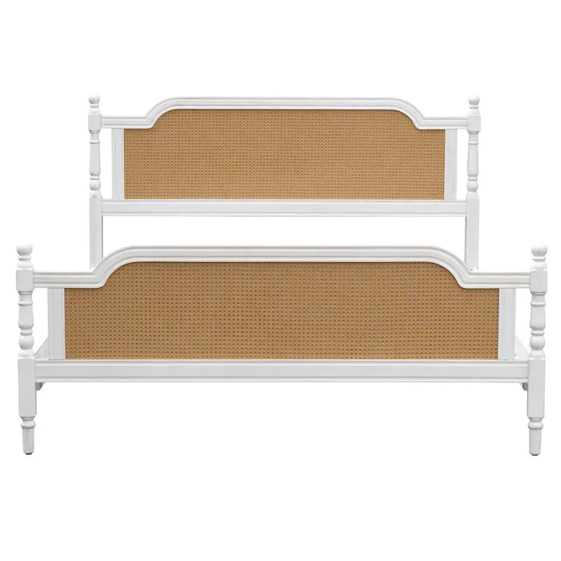 Cadre de lit plateforme en rotin de style traditionnel – aucun sommier tapissier requis
