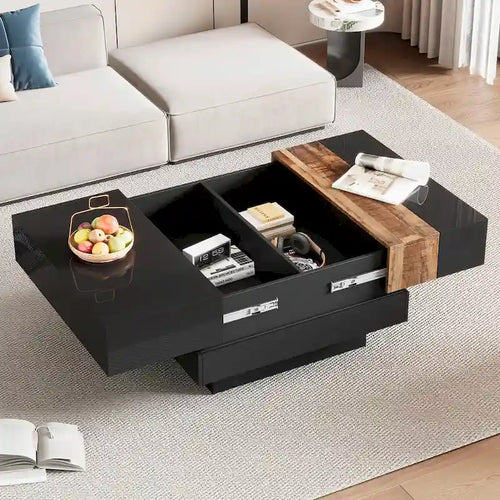 Table basse carrée avec plateau coulissant de 31,4 po