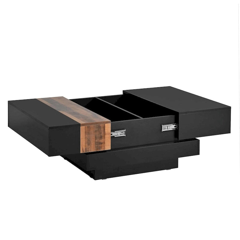 Table basse carrée avec plateau coulissant de 31,4 po