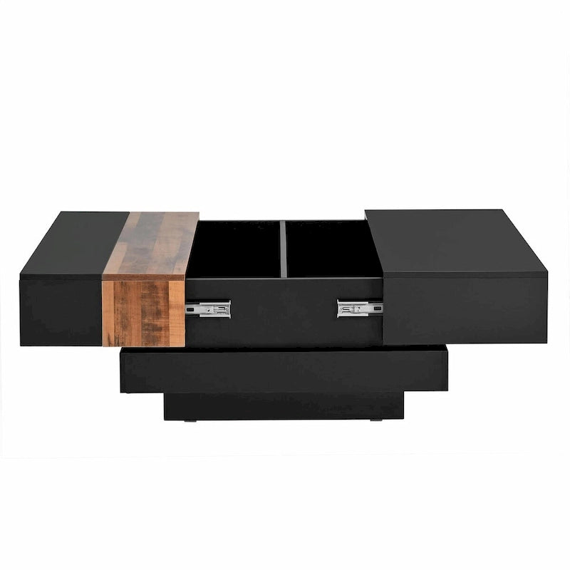 Table basse carrée avec plateau coulissant de 31,4 po