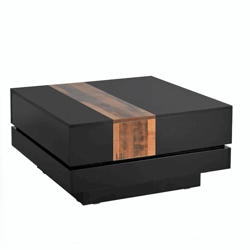 Table basse carrée avec plateau coulissant de 31,4 po